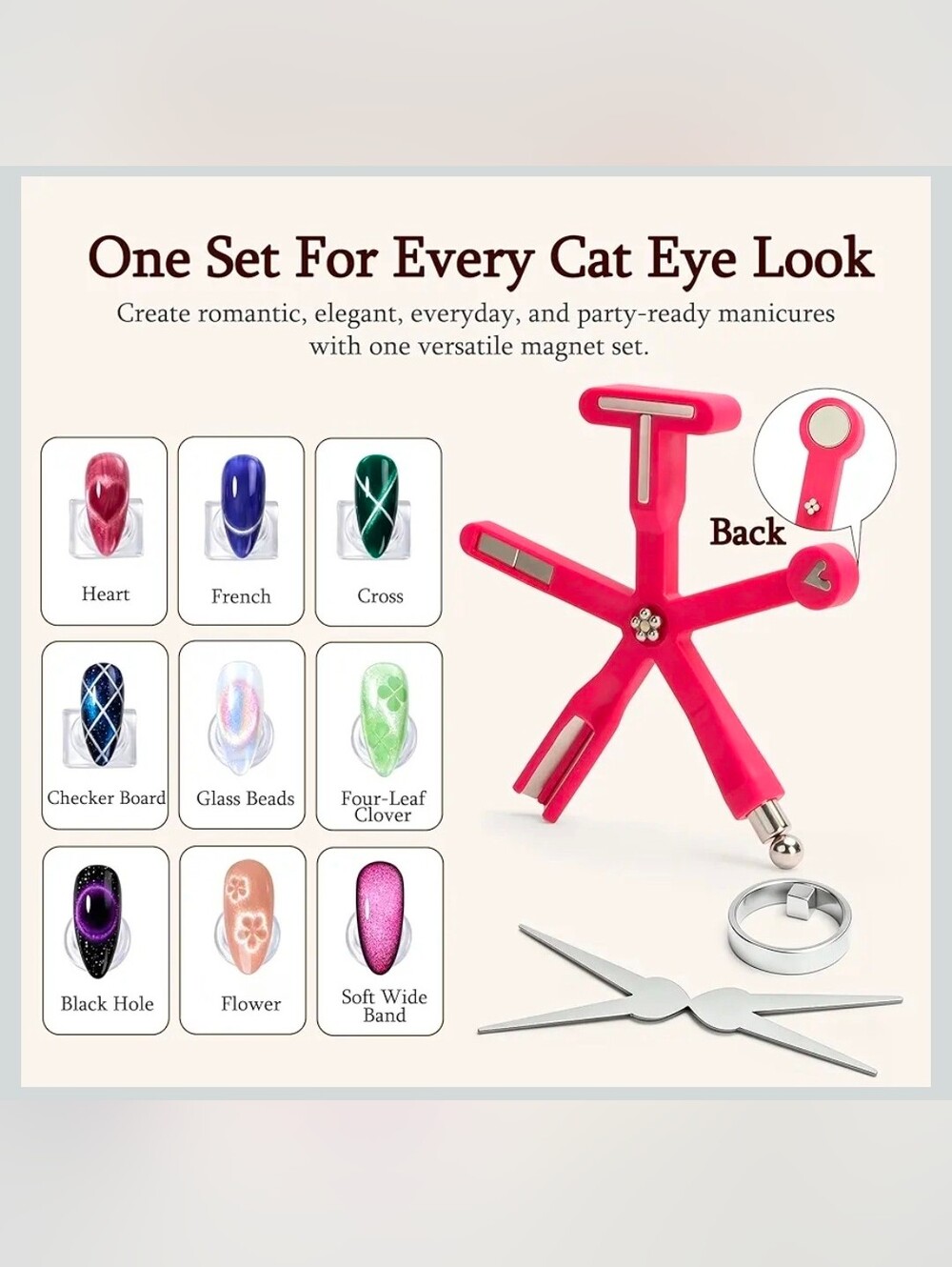 Cat Eye Magnet for Nails, 9-in-1 Nail Magnet Tool Set